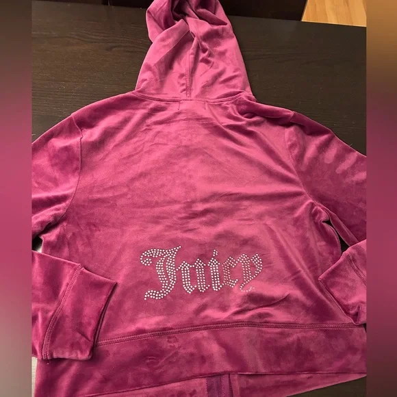 NWT Juicy Couture Velour violet pink Suit sweatsuit set pants x-large hoodie xl - Picture 2 of 3